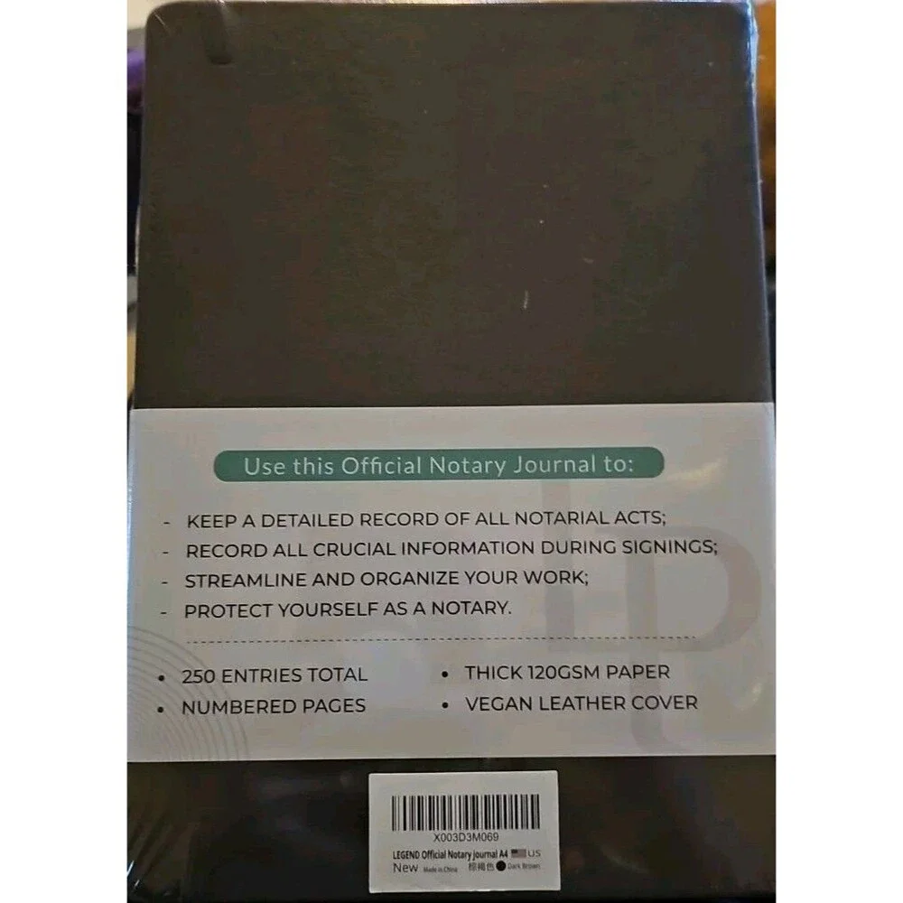 Legend Notary Journal – Hardcover Notary Log Book with Pre-Printed Entries